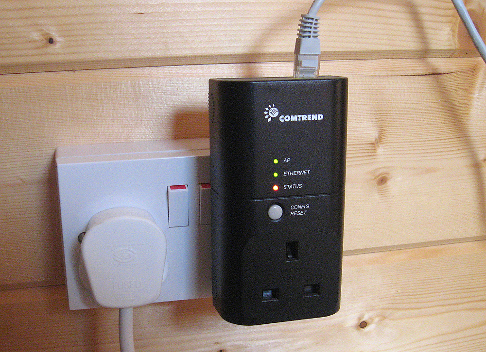 Networked Log Cabin with Ethernet Power Plugs